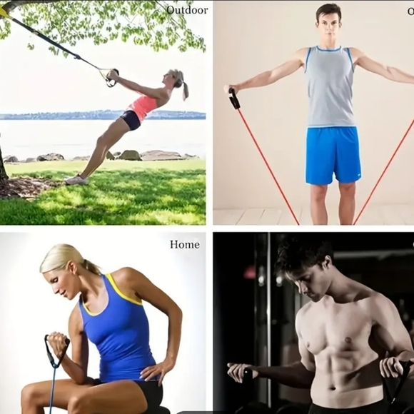 Home Fitness Revolution: 5-Level Adjustable Resistance Bands with Handles - Picture 2 of 7